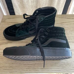 Vans Green Velvet High-Top Sneakers